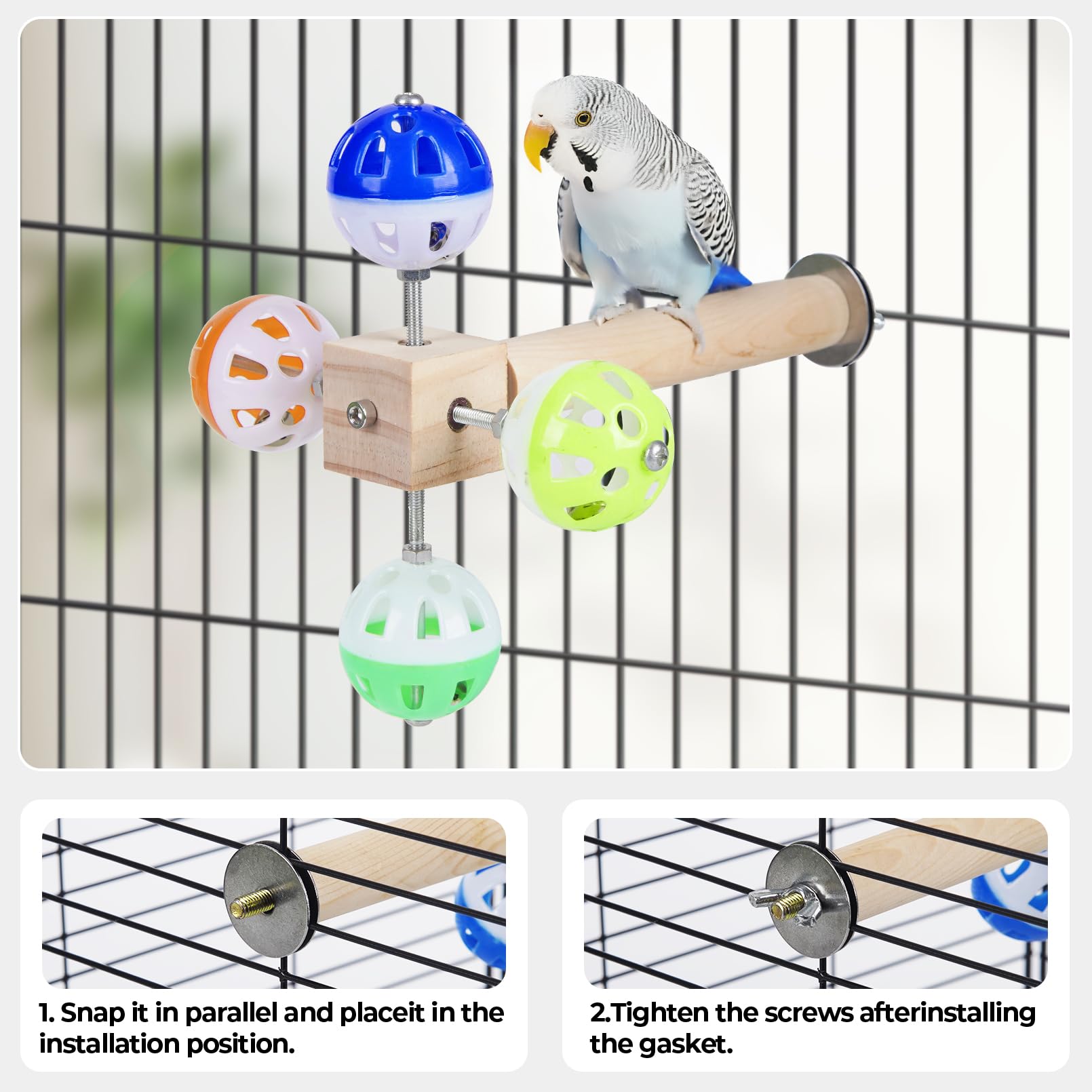 Bird Stand Perch Toy With Rotating Balls, Bird Toys For Parakeets, Ideal For Parakeets, Cockatiels & Lovebirds (Not For Too Smal